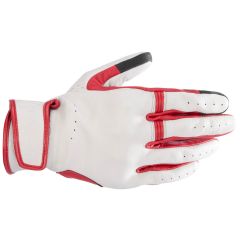 Alpinestars Dyno Leather Gloves Ecru Ruby Red / White
