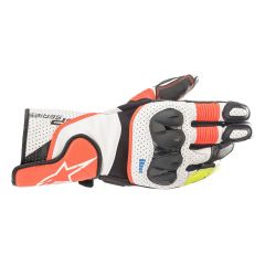 Alpinestars SP2 V3 Leather Gloves White / Fluo Red / Black