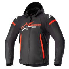 Alpinestars Zaca All Weather Waterproof Hooded Textile Jacket Black / Bright Red / White