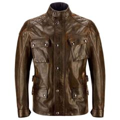 Belstaff Turner Hand Waxed Leather Jacket Burnt Cuero Brown