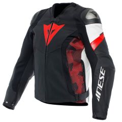 Dainese Avro 5 Leather Jacket Black / Lava Red / White