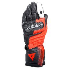 Dainese Carbon 4 Long Leather Gloves Black / Fluo Red / White