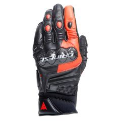 Dainese Carbon 4 Short Leather Gloves Black / Fluo Red