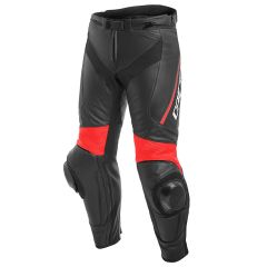 Dainese Delta 3 Leather Trousers Black / Black / Fluo Red