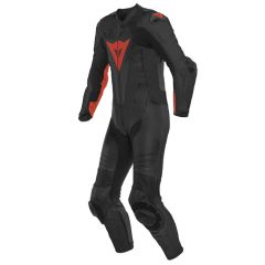 Dainese Laguna Seca 5 One Piece Perforated Leather Suit Black / Fluo Red