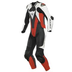 Dainese Laguna Seca 5 One Piece Perforated Leather Suit Black / White / Fluo Red
