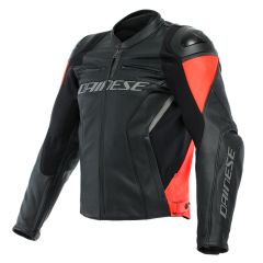 Dainese Racing 4 Leather Jacket Black / Fluo Red