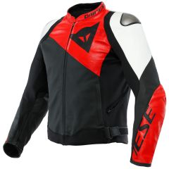 Dainese Sportiva Leather Jacket Matt Black / Lava Red / White