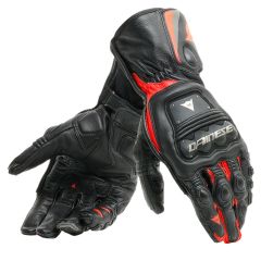 Dainese Steel Pro Leather Gloves Black / Fluo Red