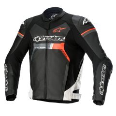 Alpinestars GP Force Riding Leather Jacket Black / White / Fluo Red