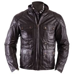 Helstons Hunt Rag Leather Jacket Brown