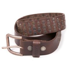 Helstons Studded Leather Belt Brown