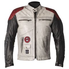 Helstons Tracker Leather Jacket White / Black / Red