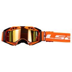 LS2 Aura Pro Goggles Black / Hi-Viz Orange With Iridium Orange Lens For Helmets
