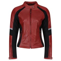 MotoGirl Fiona Ladies Summer Leather Jacket Red / Black