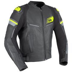 Oxford Cypher 1.0 Leather Jacket Black / Fluo Yellow