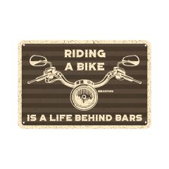 Oxford Riding A Bike Garage Metal Sign - 30cm x 20cm x 0.25mm