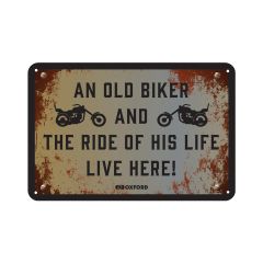 Oxford The Ride Of His Life Live Here Garage Metal Sign - 30cm x 20cm x 0.25mm