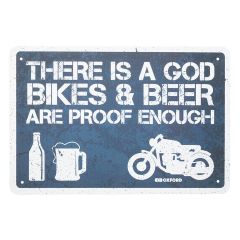 Oxford There Is A God Garage Metal Sign - 30cm x 20cm x 0.25mm