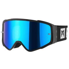 Pando Moto Goggles Matt Black With Iridium Blue Lens For Helmets