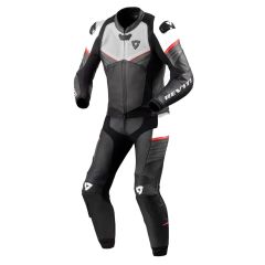 Revit Combi Beta Two Piece Leather Suit Black / White / Neon Red
