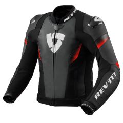Revit Control Leather Jacket Black / Neon Red