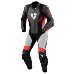 Revit Control One Piece Leather Suit Black / Neon Red / Grey
