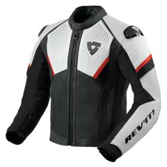 Revit Matador Leather Jacket Black / Neon Red / White