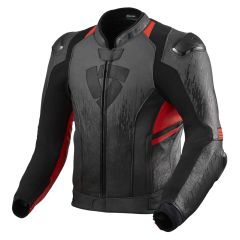 Revit Quantum 2 Leather Jacket Anthracite / Neon Red / Black