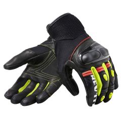 Revit Metric Summer Short Leather Gloves Black / Neon Yellow