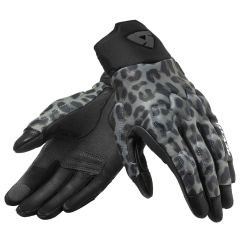 Revit Spectrum Ladies Short Riding Textile Gloves Leopard Dark Grey