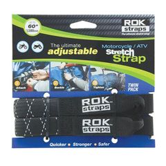 ROK Motorcycle Adjustable Cargo Straps Reflective Black - Pack Of 2