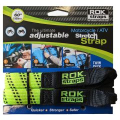 ROK Motorcycle Adjustable Cargo Straps Reflective Green / Black - Pack Of 2