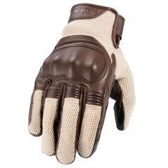 Rokker Austin Summer Mesh Leather Gloves Beige / Brown