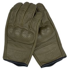 Rokker Tucson Summer Perforated Leather Gloves Olive