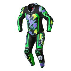 RST Pro Series Evo Airbag CE One Piece Leather Suit Neon Green / Bolt Purple / Black