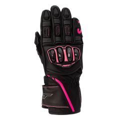 RST S1 CE Ladies Leather Gloves Black / Neon Pink