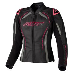 RST S1 CE Ladies Leather Jacket Black / Neon Pink