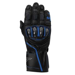 RST S1 CE Leather Gloves Black / Grey / Neon Blue