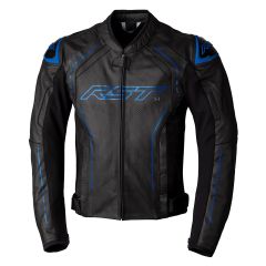 RST S1 CE Leather Jacket Black / Grey / Neon Blue