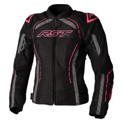 RST S1 CE Ladies Summer Riding Mesh Textile Jacket Black / Neon Pink